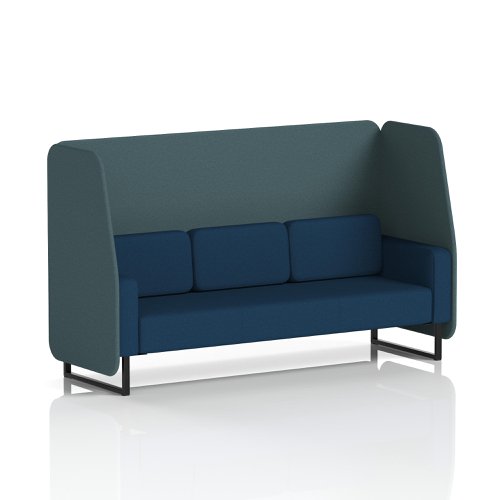 Brixworth 3 Seater Open Booth With Black Legs In X2 Fabric - Polygon Panels And Calculus Sofa