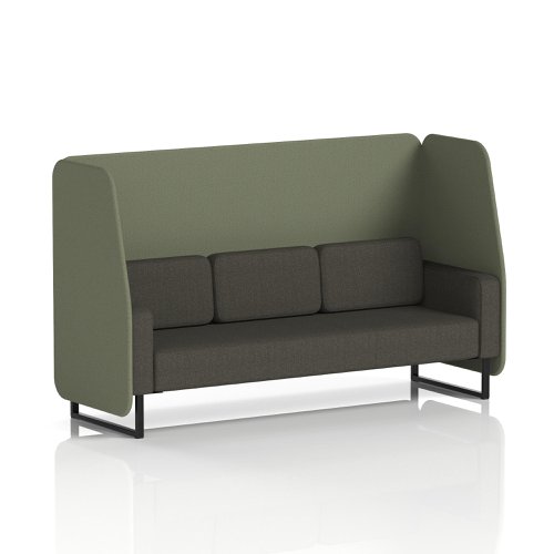 Brixworth 3 Seater Open Booth With Black Legs In Main Line Flax Fabric - Monument Panels And Temple Sofa