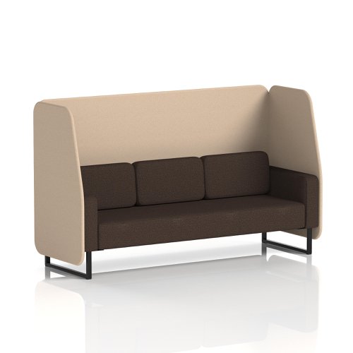 Brixworth 3 Seater Open Booth With Black Legs In Synergy Fabric - Affix Panels And Wed Sofa