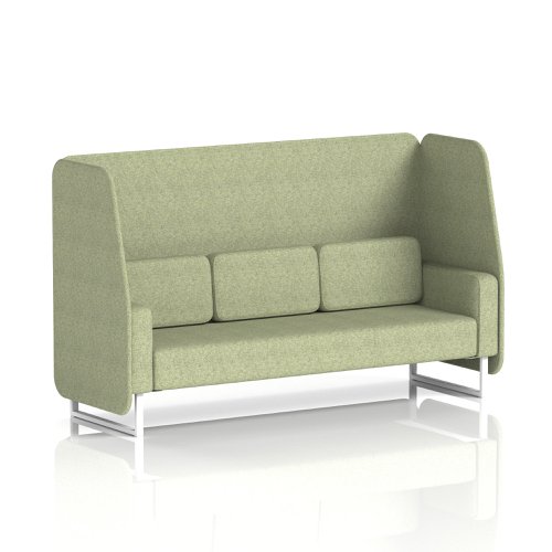 Brixworth 3 Seater Open Booth With White Legs In Rivet Fabric - Burnish Panels And Sofa