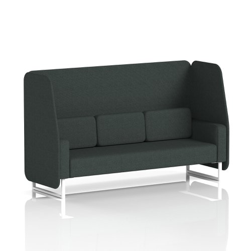 Brixworth 3 Seater Open Booth With White Legs In Rivet Fabric - Charcoal Panels And Sofa