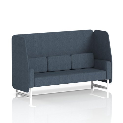 Brixworth 3 Seater Open Booth With White Legs In Rivet Fabric - Crucible Panels And Sofa