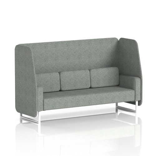 Brixworth 3 Seater Open Booth With White Legs In Rivet Fabric - Prime Panels And Sofa