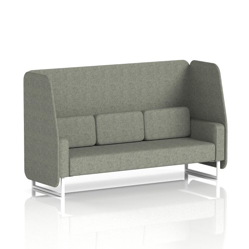 Brixworth 3 Seater Open Booth With White Legs In Rivet Fabric - Vitreous Panels And Sofa