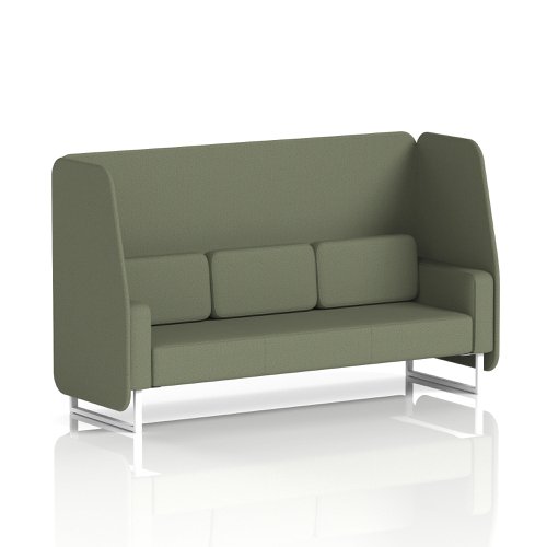 Brixworth 3 Seater Open Booth With White Legs In Main Line Flax Fabric - Monument Panels And Sofa