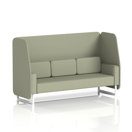 Brixworth 3 Seater Open Booth With White Legs In Main Line Flax Fabric - Newbury Panels And Sofa