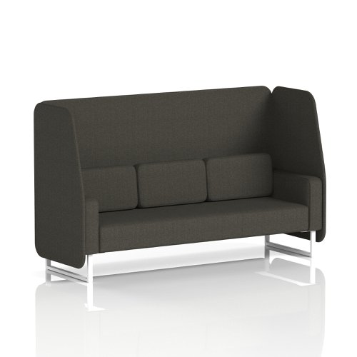 Brixworth 3 Seater Open Booth With White Legs In Main Line Flax Fabric - Temple Panels And Sofa