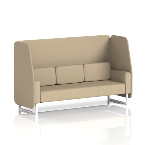 Brixworth 3 Seater Open Booth With White Legs In Main Line Flax Fabric - Upminster Panels And Sofa