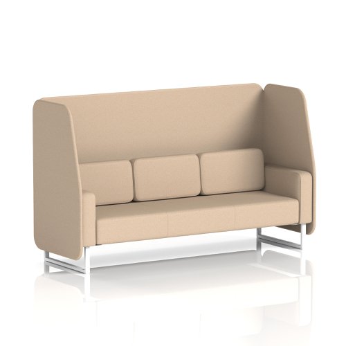 Brixworth 3 Seater Open Booth With White Legs In Synergy Fabric - Affix Panels And Sofa