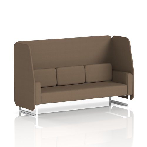 Brixworth 3 Seater Open Booth With White Legs In Sumi Fabric - Osaka Panels And Sofa