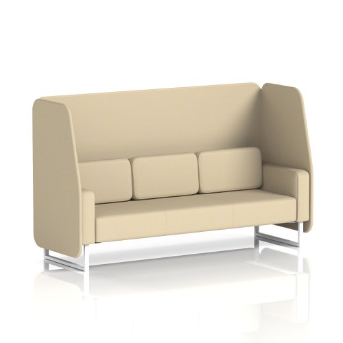 Brixworth 3 Seater Open Booth With White Legs In Sumi Fabric - Zen Panels And Sofa