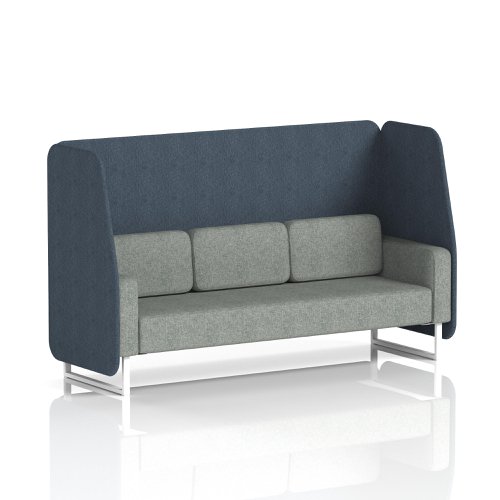 Brixworth 3 Seater Open Booth With White Legs In Rivet Fabric - Crucible Panels And Prime Sofa