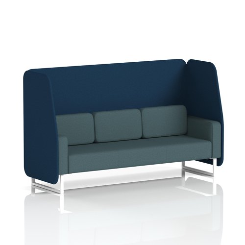 Brixworth 3 Seater Open Booth With White Legs In X2 Fabric - Calculus Panels And Polygon Sofa