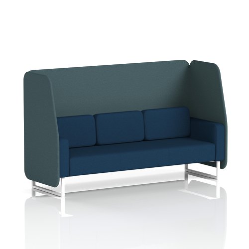 Brixworth 3 Seater Open Booth With White Legs In X2 Fabric - Polygon Panels And Calculus Sofa