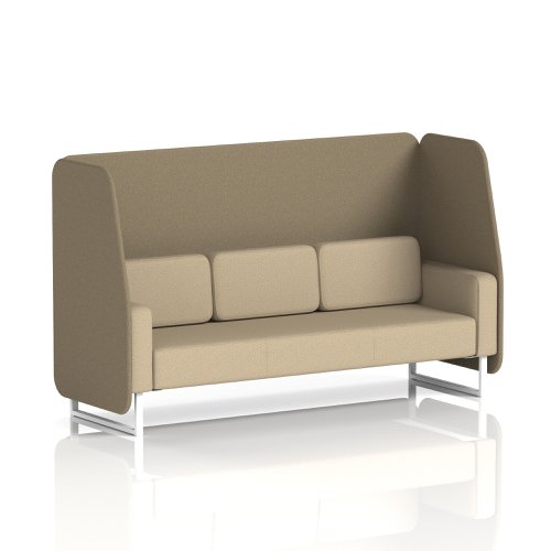 Brixworth 3 Seater Open Booth With White Legs In Main Line Flax Fabric - Bank Panels And Upminster Sofa