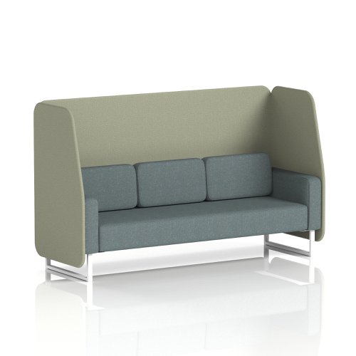 Brixworth 3 Seater Open Booth With White Legs In Main Line Flax Fabric - Newbury Panels And Westminster Sofa