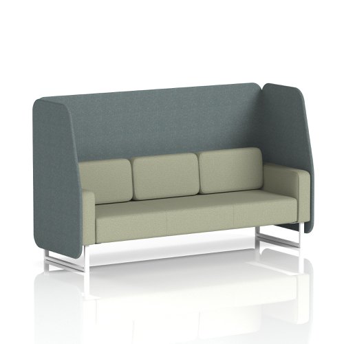 Brixworth 3 Seater Open Booth With White Legs In Main Line Flax Fabric - Westminster Panels And Newbury Sofa