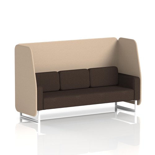 Brixworth 3 Seater Open Booth With White Legs In Synergy Fabric - Affix Panels And Wed Sofa