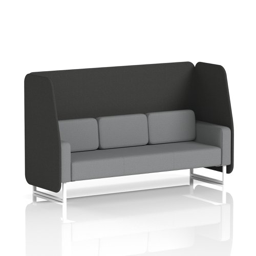 Brixworth 3 Seater Open Booth With White Legs In Synergy Fabric - Mix Panels And Partner Sofa