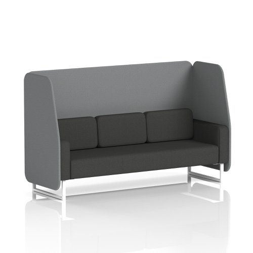 Brixworth 3 Seater Open Booth With White Legs In Synergy Fabric - Partner Panels And Mix Sofa