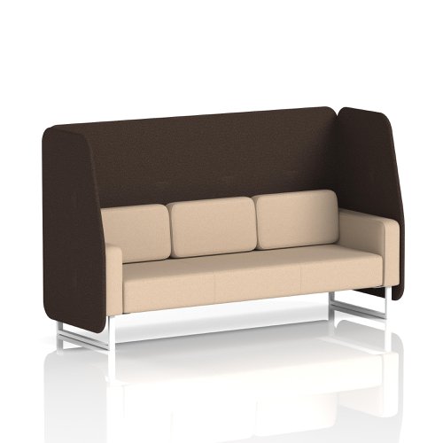 Brixworth 3 Seater Open Booth With White Legs In Synergy Fabric - Wed Panels And Affix Sofa