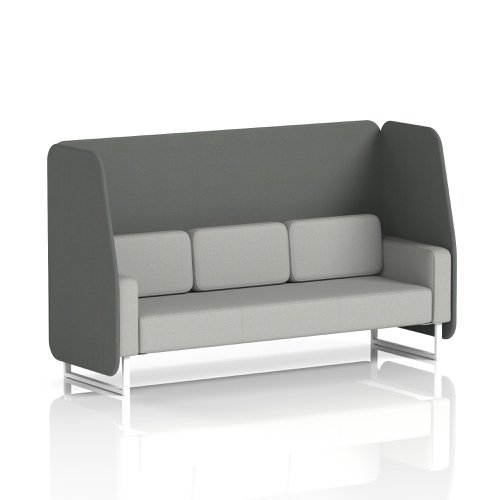 Brixworth 3 Seater Open Booth With White Legs In Sumi Fabric - Kobe Panels And Tokyo Sofa