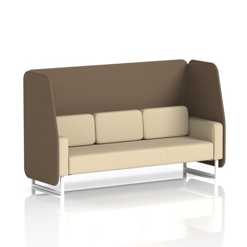 Brixworth 3 Seater Open Booth With White Legs In Sumi Fabric - Osaka Panels And Zen Sofa