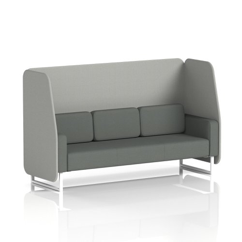 Brixworth 3 Seater Open Booth With White Legs In Sumi Fabric - Tokyo Panels And Kobe Sofa