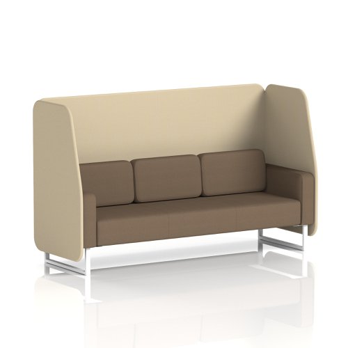 Brixworth 3 Seater Open Booth With White Legs In Sumi Fabric - Zen Panels And Osaka Sofa