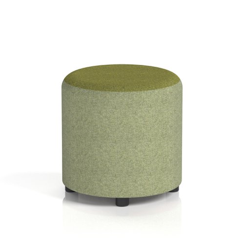 Harlestone Small Round Stool In Rivet Fabric - Burnish Body Olive Top