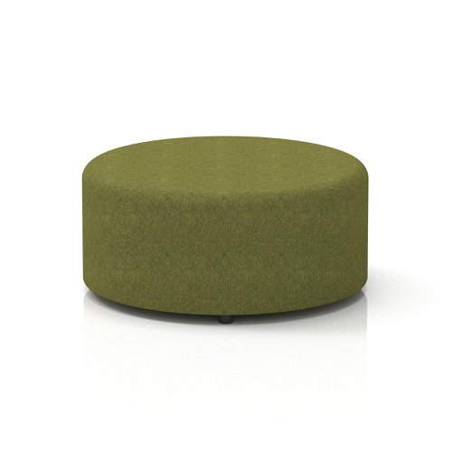 Harlestone Large Round Stool In Rivet Fabric - Olive Body And Top