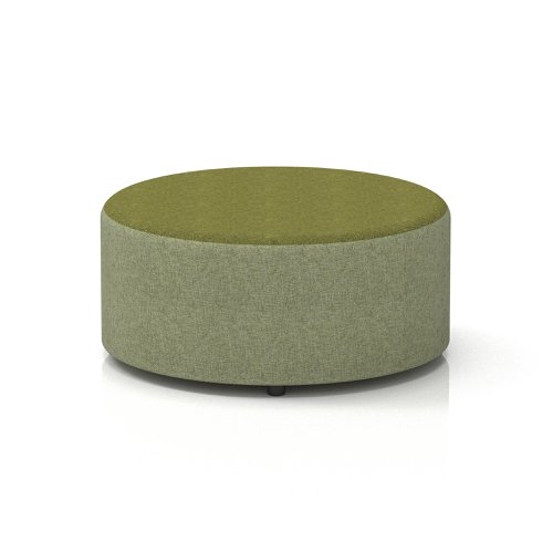 Harlestone Large Round Stool In Rivet Fabric - Burnish Body Olive Top