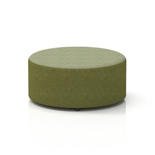 Harlestone Large Round Stool In Rivet Fabric - Olive Body Burnish Top