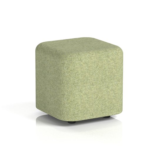 Harlestone Small Square Stool In Rivet Fabric - Burnish Body And Top