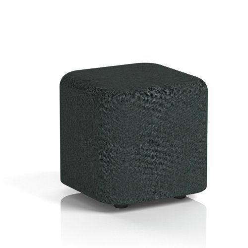 Harlestone Small Square Stool In Rivet Fabric - Charcoal Body And Top