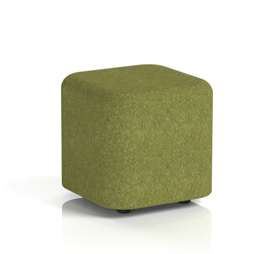 Harlestone Small Square Stool In Rivet Fabric - Olive Body And Top