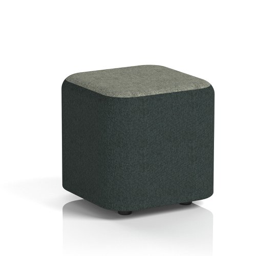 Harlestone Small Square Stool In Rivet Fabric - Charcoal Body Vitreous Top