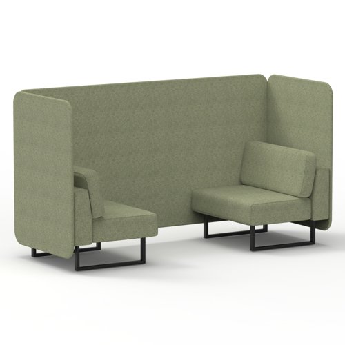 Brixworth 2 Seater Bench Booth With Black Legs In Rivet Fabric Burnish Panels And Sofa