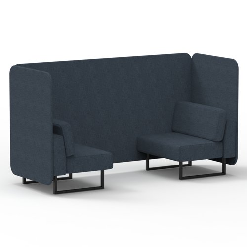 Brixworth 2 Seater Bench Booth With Black Legs In Rivet Fabric Crucible Panels And Sofa