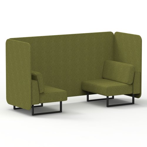Brixworth 2 Seater Bench Booth With Black Legs In Rivet Fabric Olive Panels And Sofa