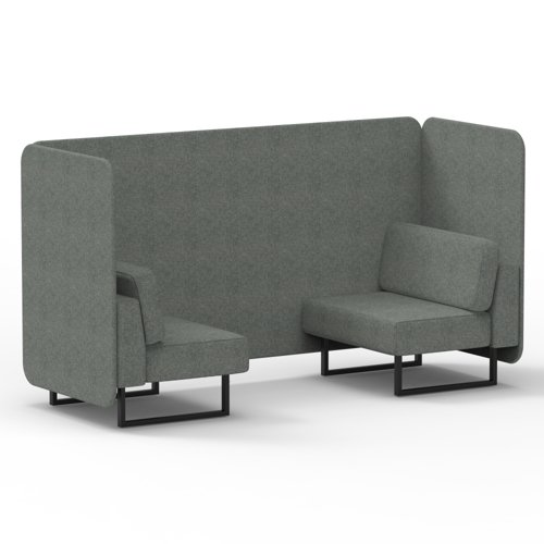 Brixworth 2 Seater Bench Booth With Black Legs In Rivet Fabric Prime Panels And Sofa