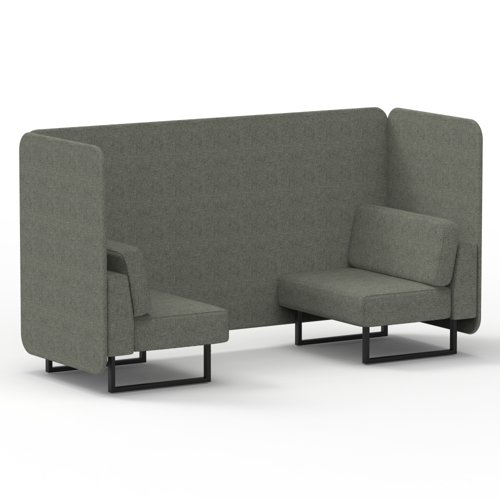 Brixworth 2 Seater Bench Booth With Black Legs In Rivet Fabric Vitreous Panels And Sofa