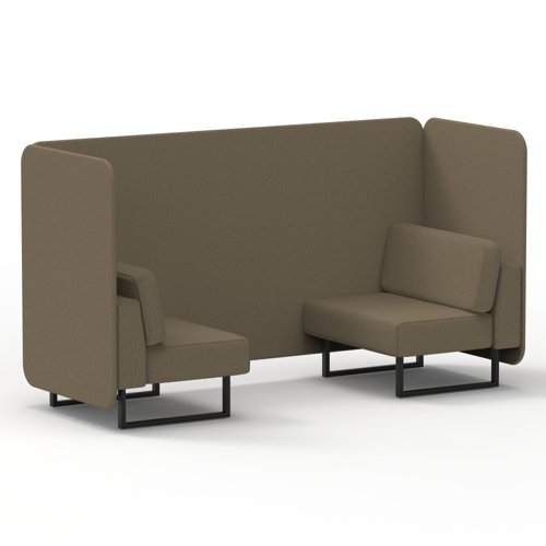 Brixworth 2 Seater Bench Booth With Black Legs In Main Line Flax Fabric Bank Panels And Sofa