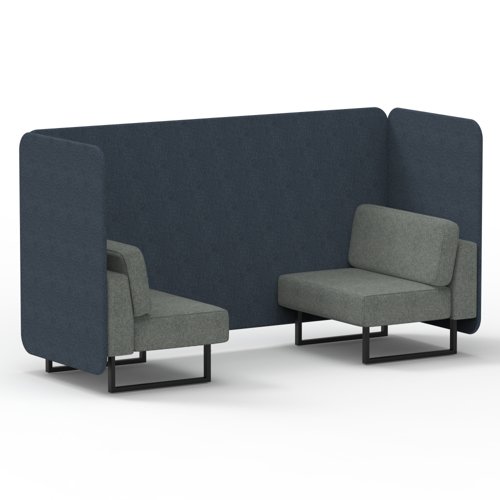 Brixworth 2 Seater Bench Booth With Black Legs In Rivet Fabric Crucible Panels And Prime Sofa