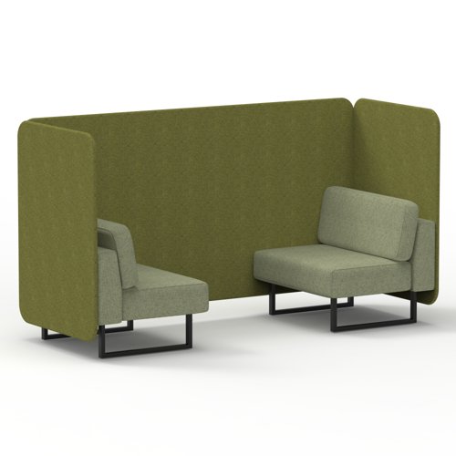 Brixworth 2 Seater Bench Booth With Black Legs In Rivet Fabric Olive Panels And Burnish Sofa