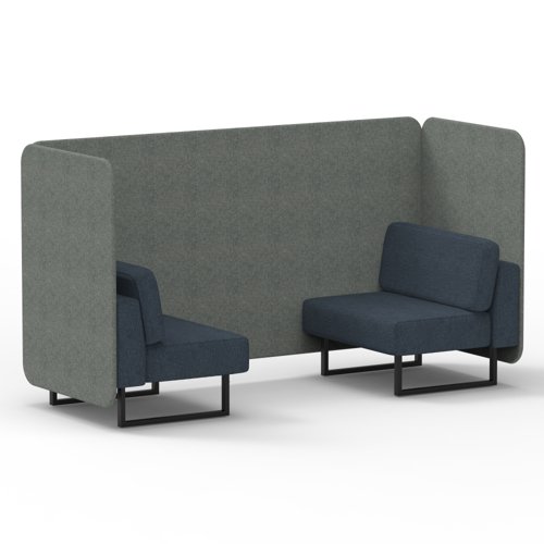 Brixworth 2 Seater Bench Booth With Black Legs In Rivet Fabric Prime Panels And Crucible Sofa