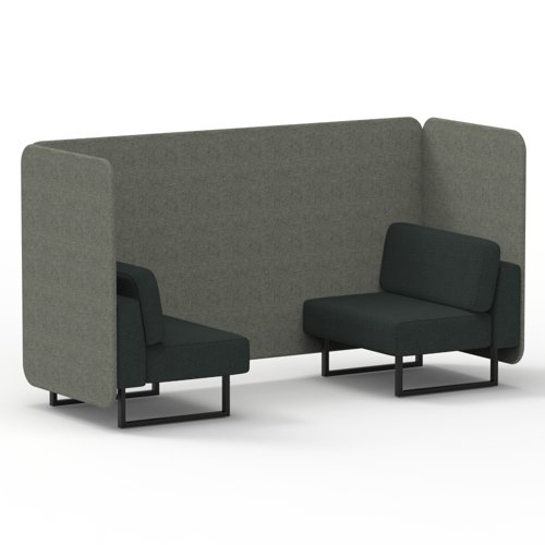 Brixworth 2 Seater Bench Booth With Black Legs In Rivet Fabric Vitreous Panels And Charcoal Sofa