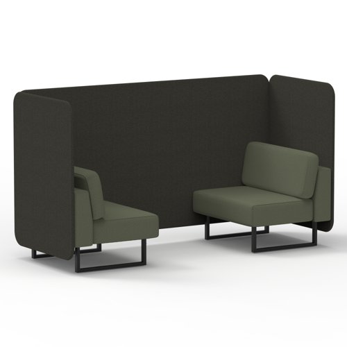 Brixworth 2 Seater Bench Booth With Black Legs In Main Line Flax Fabric Temple Panels And Monument Sofa