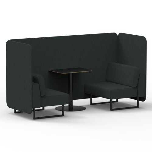 Brixworth 2 Seater Bench Booth With Black Legs And Black Table With Black Leg In Rivet Fabric Charcoal Panels And Sofa Brixworth 2 Seater Bench Booth With Black Legs And Black Table With Black Leg In Rivet Fabric Charcoal Panels And Sofa