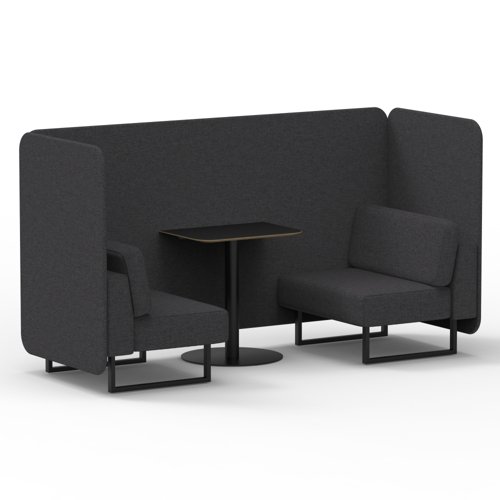 Brixworth 2 Seater Bench Booth With Black Legs And Black Table With Black Leg In X2 Fabric Arithmetic Panels And Sofa